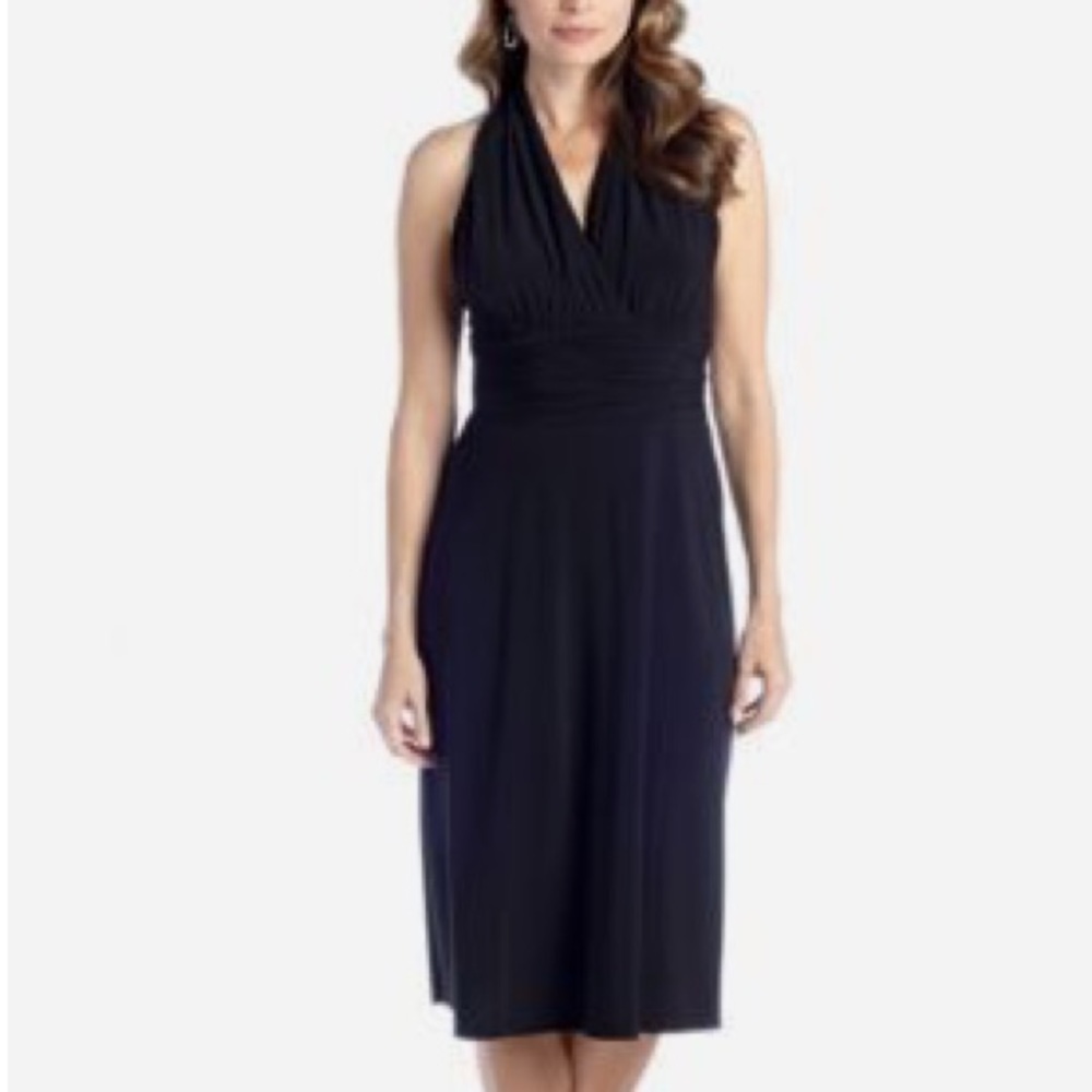 Evan Picone Halter Neck Swing Dress - Black